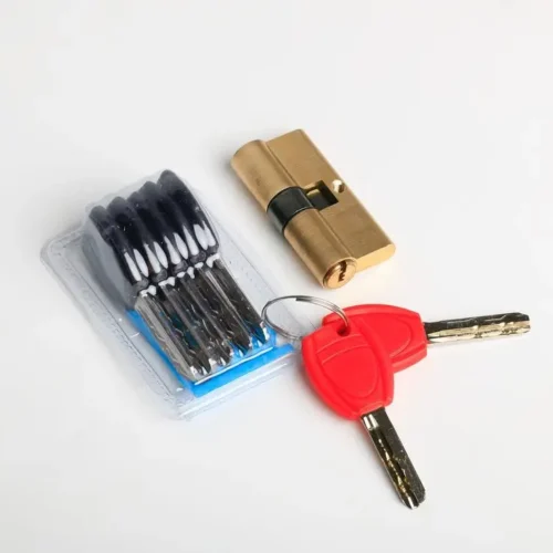 High-Security 70mm Brass Lock Cylinder with 7-Piece Key Set